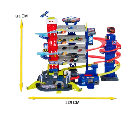 Majorette – Garage Super Chase Center 112 X 84 X 70 Cm – 6 Niveaux, 56 Places, Ascenseur Motorisé, Sons Et Lumières – Dès 5 Ans